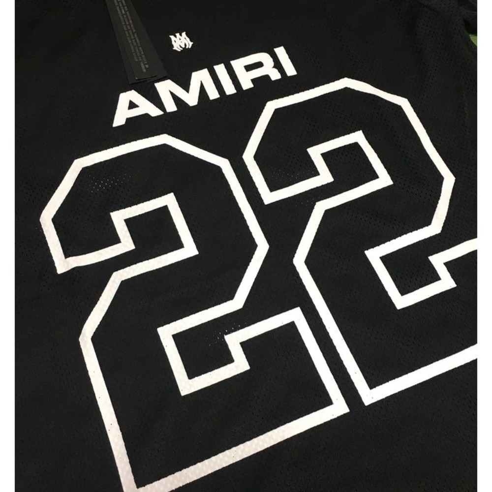 Amiri MA-22 Mesh Football Jersey Black White Logo Mens Large NEW